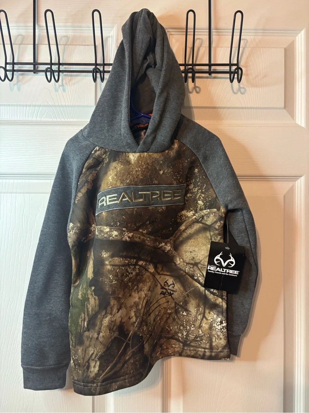 Realtree Kids Hoodie in Camo and Dark Gray